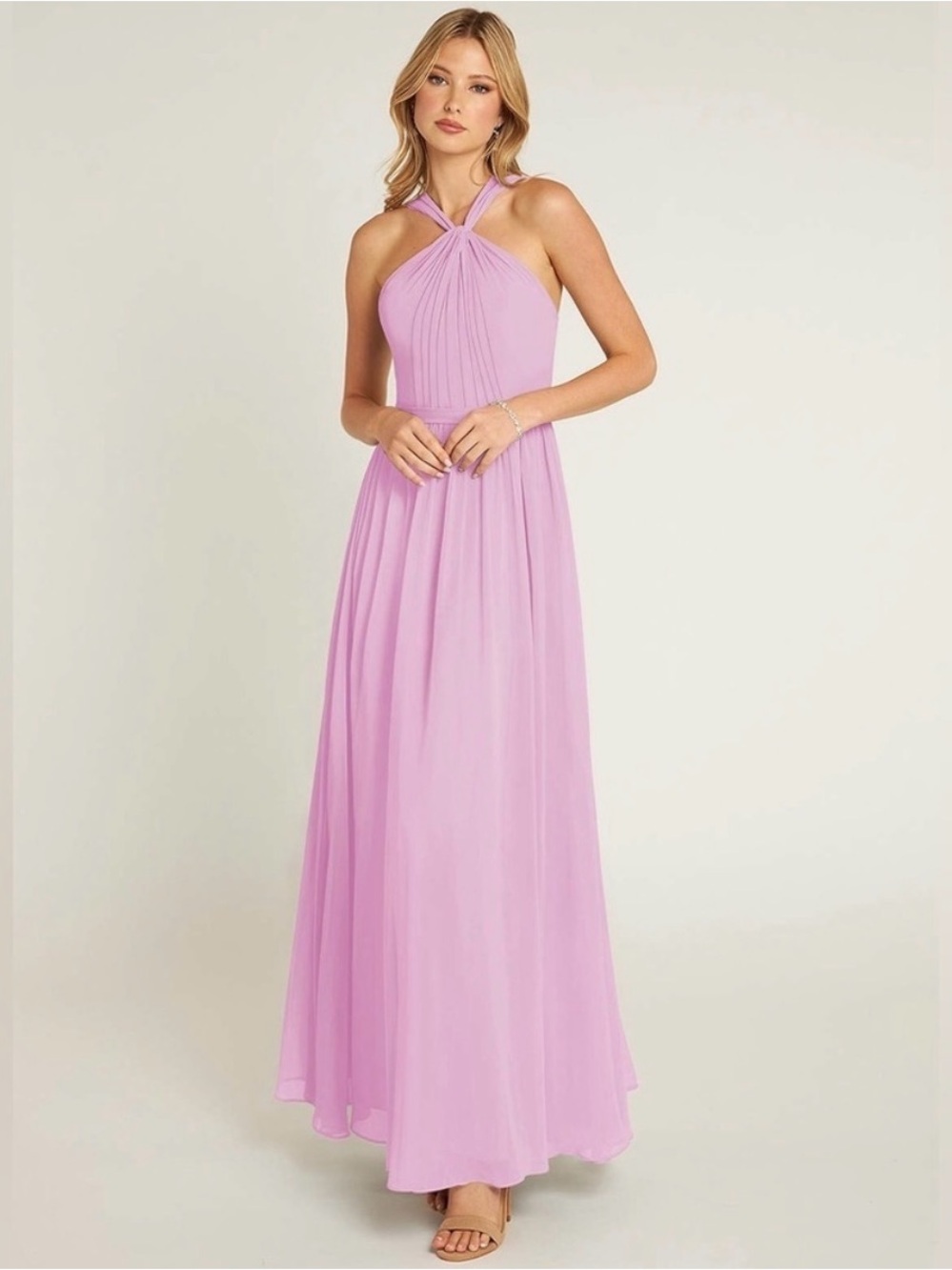 Azazie Lavender Halter Chiffon Wedding Dress
